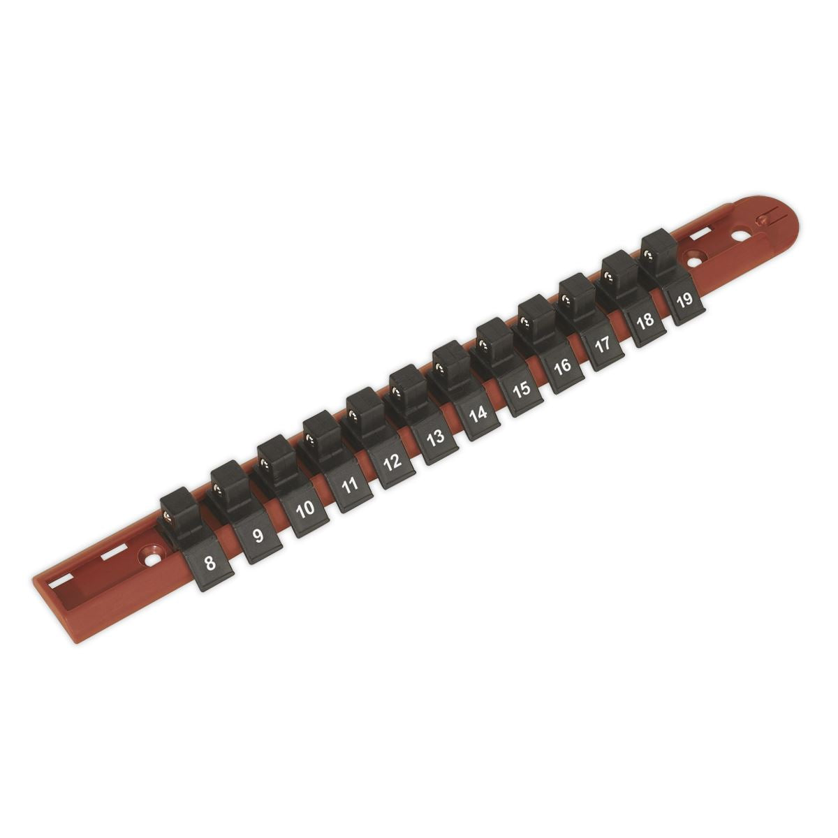 Sealey Socket Retaining Rail with 12 Clips 3/8"Sq Drive AK3812