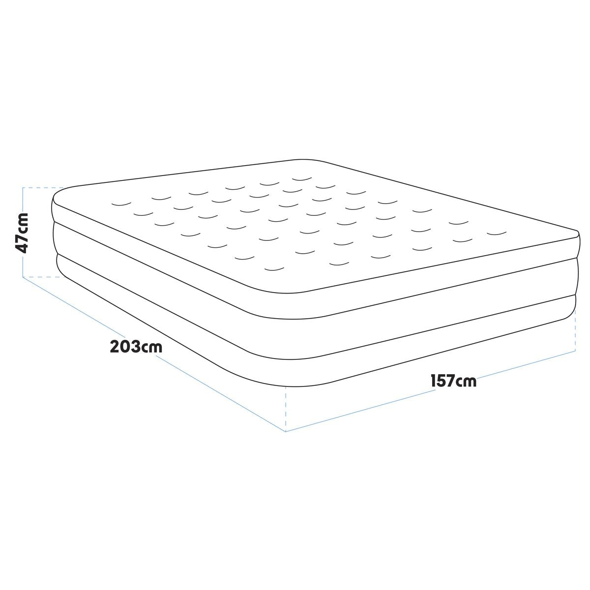 Sealey Dellonda, Queen, Inflatable High Raised Flocked Air Bed, with Removable Rapid-Air Electric Pump, Carry Bag, Self Inflation/Deflation and Coil Beam Construction, For Home and Camping, 203x157x47cm, DL145 DL145