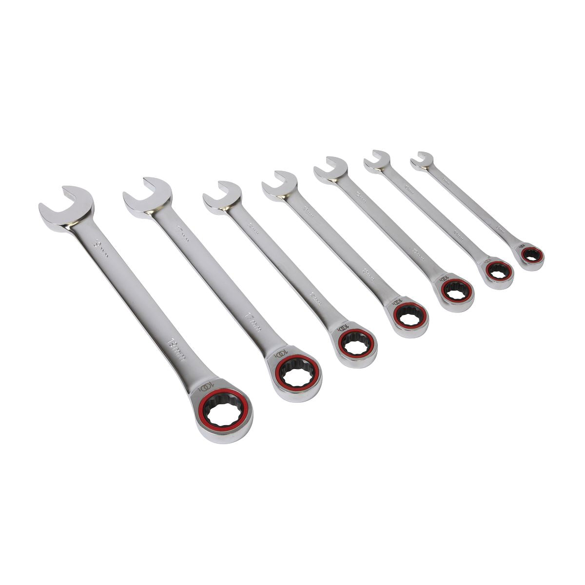 Sealey Ratchet Combination Spanner Set 7pc Metric Platinum Series AK63941