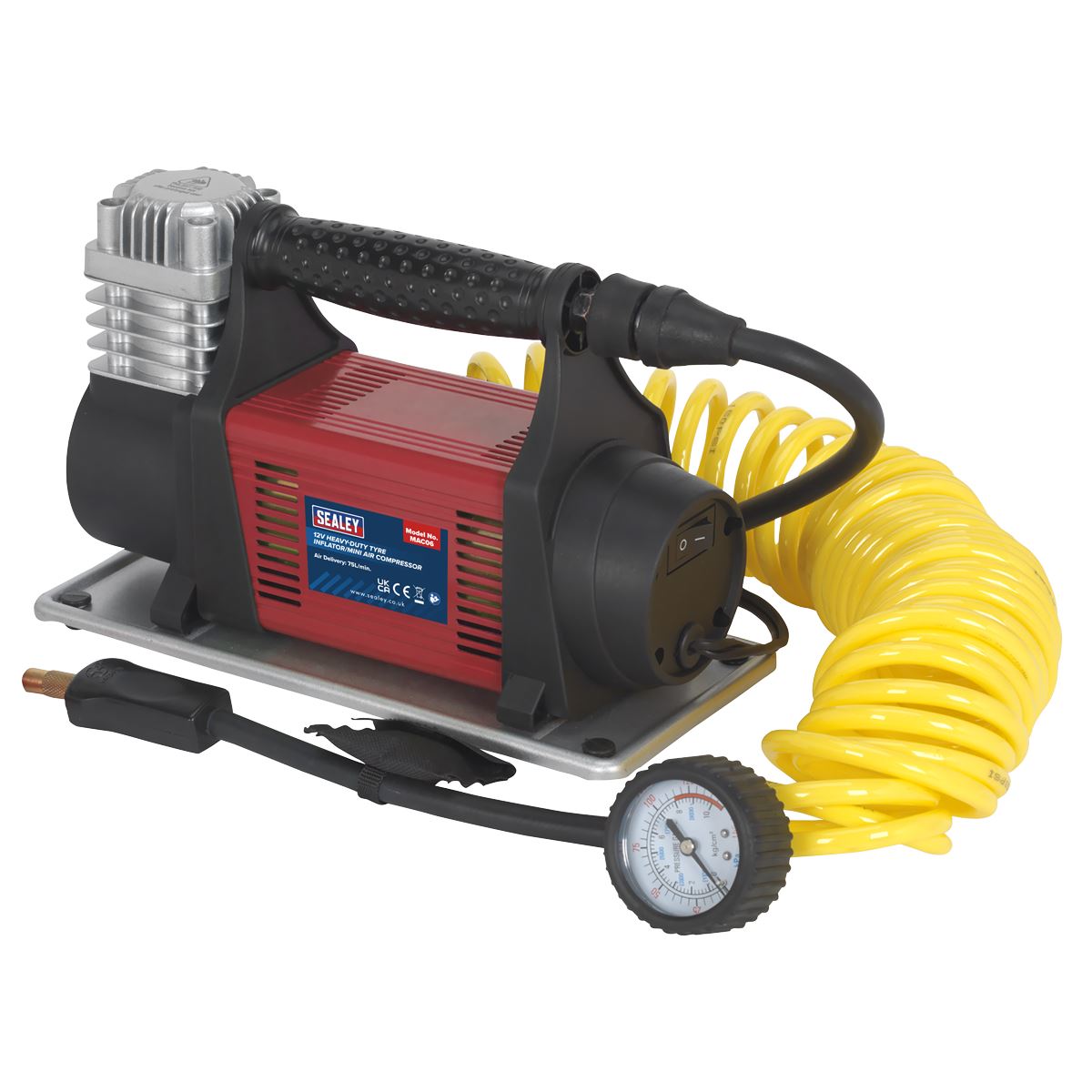 Sealey Tyre Inflator/Mini Air Compressor 12V Heavy-Duty MAC06