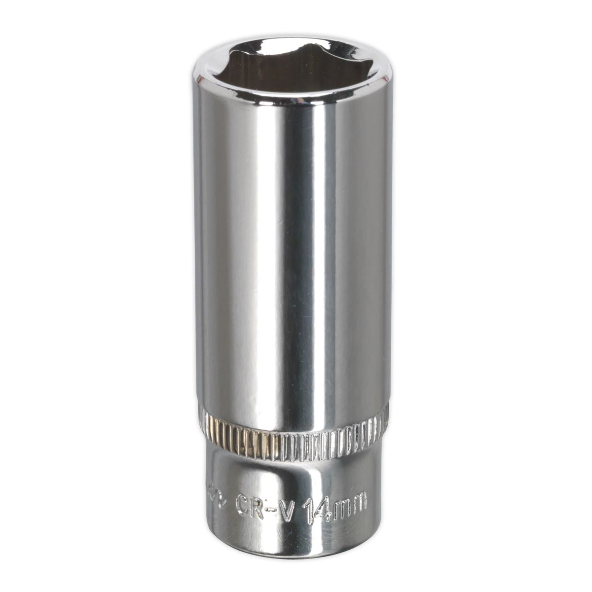 Sealey WallDrive Socket 14mm Deep 1/4"Sq Drive Fully Polished SP1414D