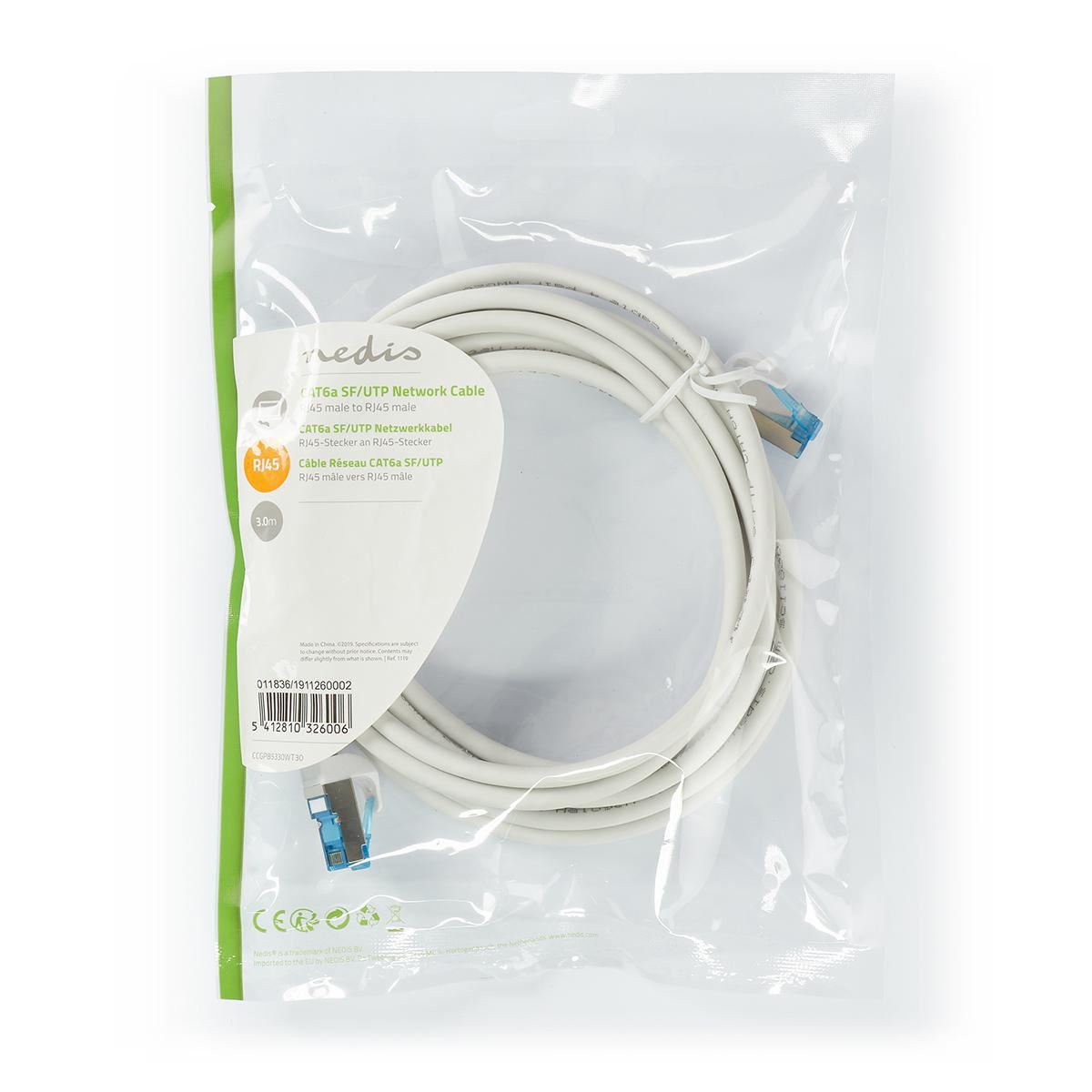 Nedis CAT6a SF/UTP Network Cable RJ45 Male to RJ45 Male 3m White