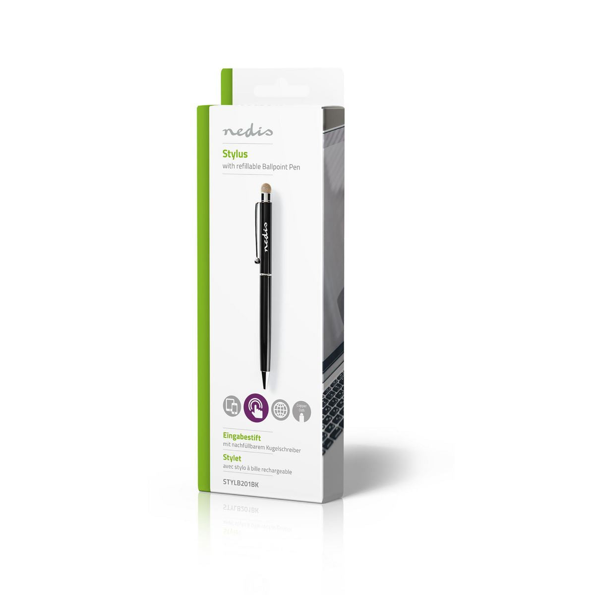 Nedis Stylus Ballpoint with Copper Cloth Tip Metal Black