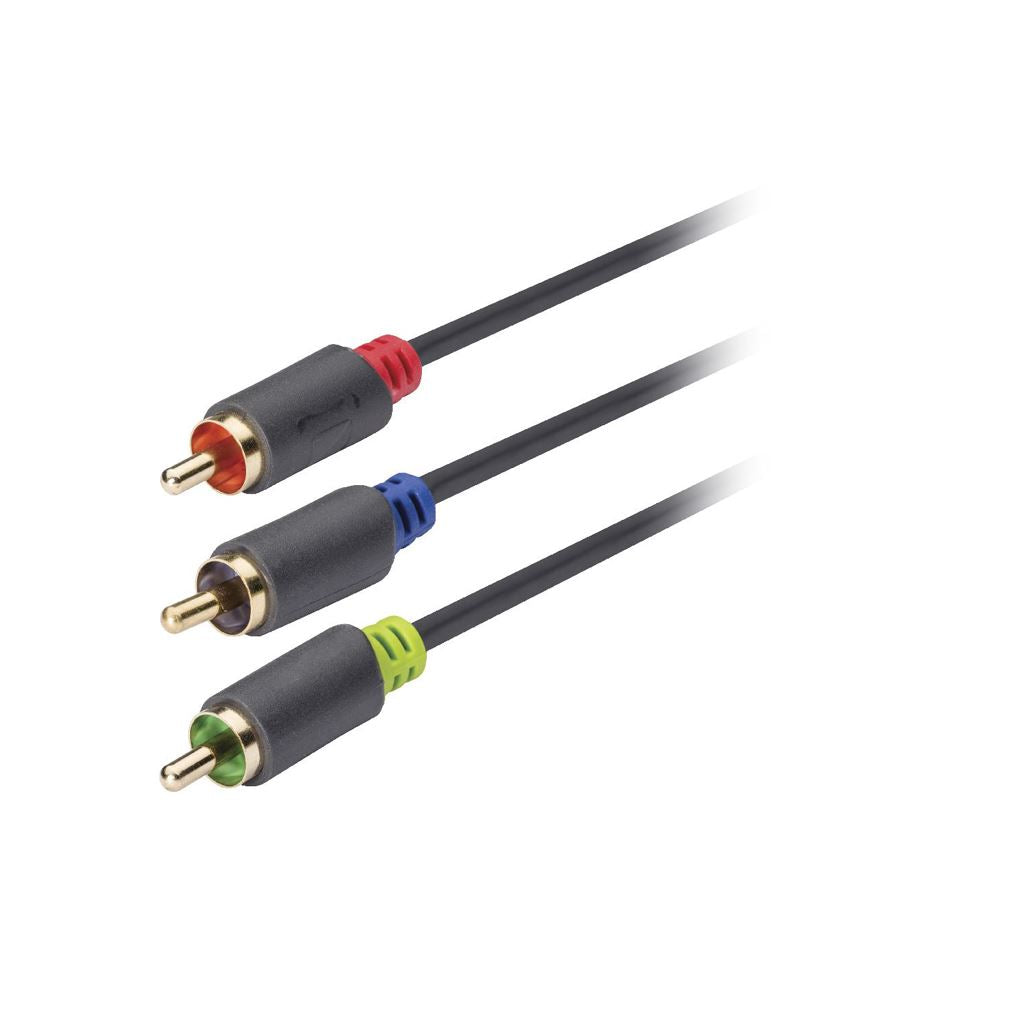 Konig Component video cable 3x RCA male to 3x RCA male 2m grey