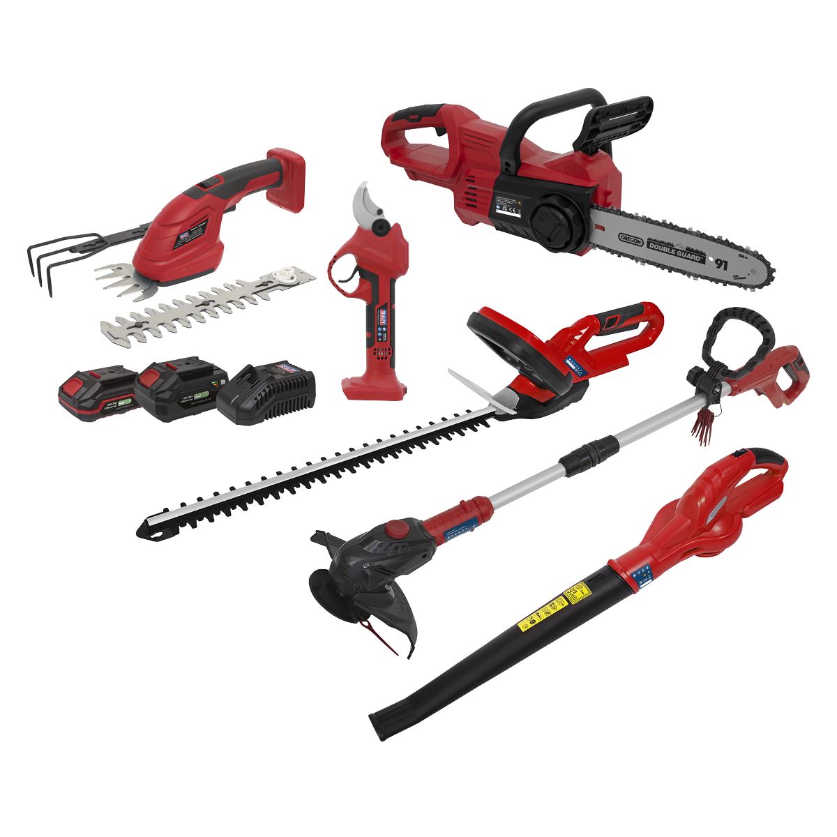 Sealey 6 x 20V SV20 Series Garden Maintenance Combo Kit - 2 Batteries CP20VCOMBO15