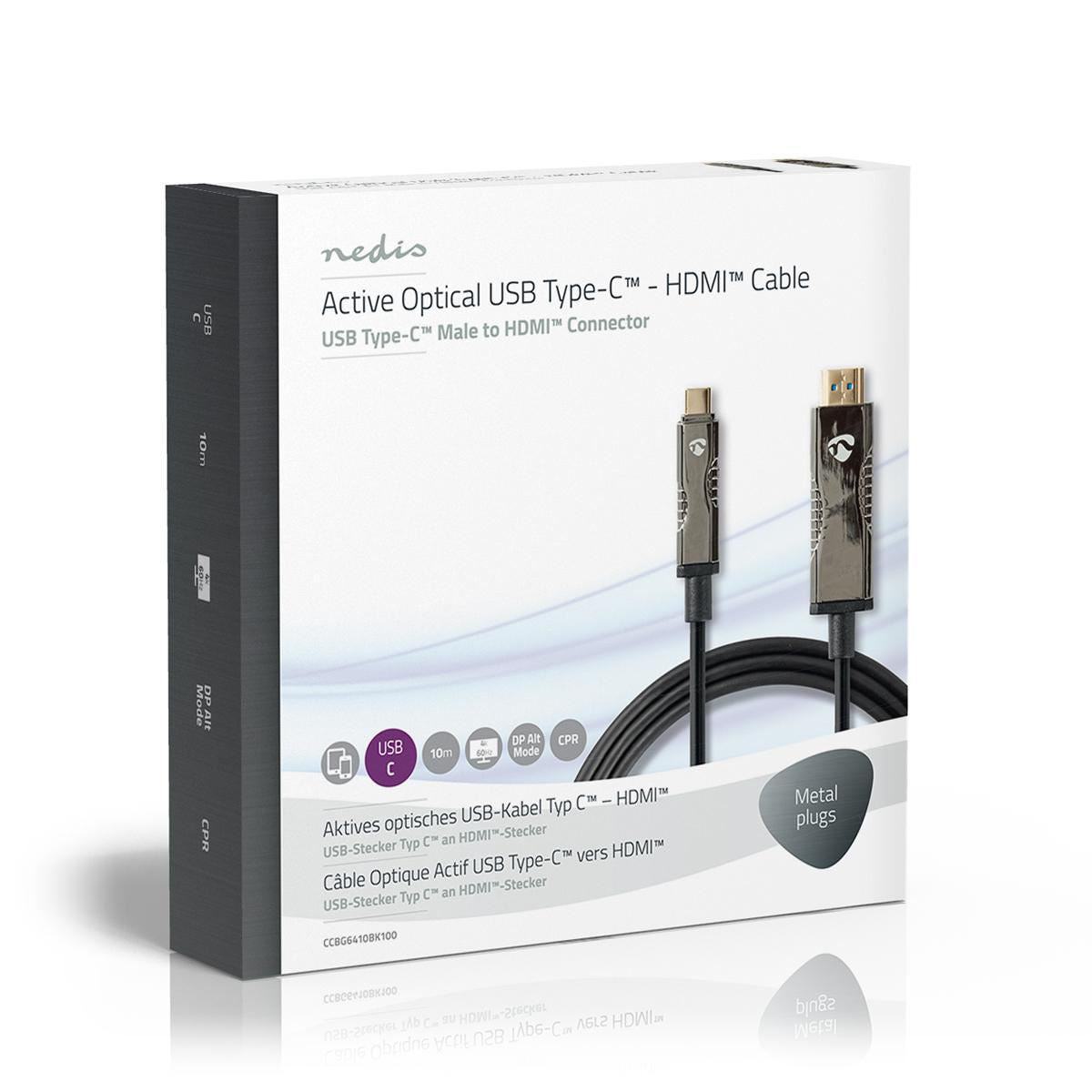 Nedis USB Type-C to HDMI Cable AOC Type-C Male to HDMI Connector 10m Black - CCBG6410BK100