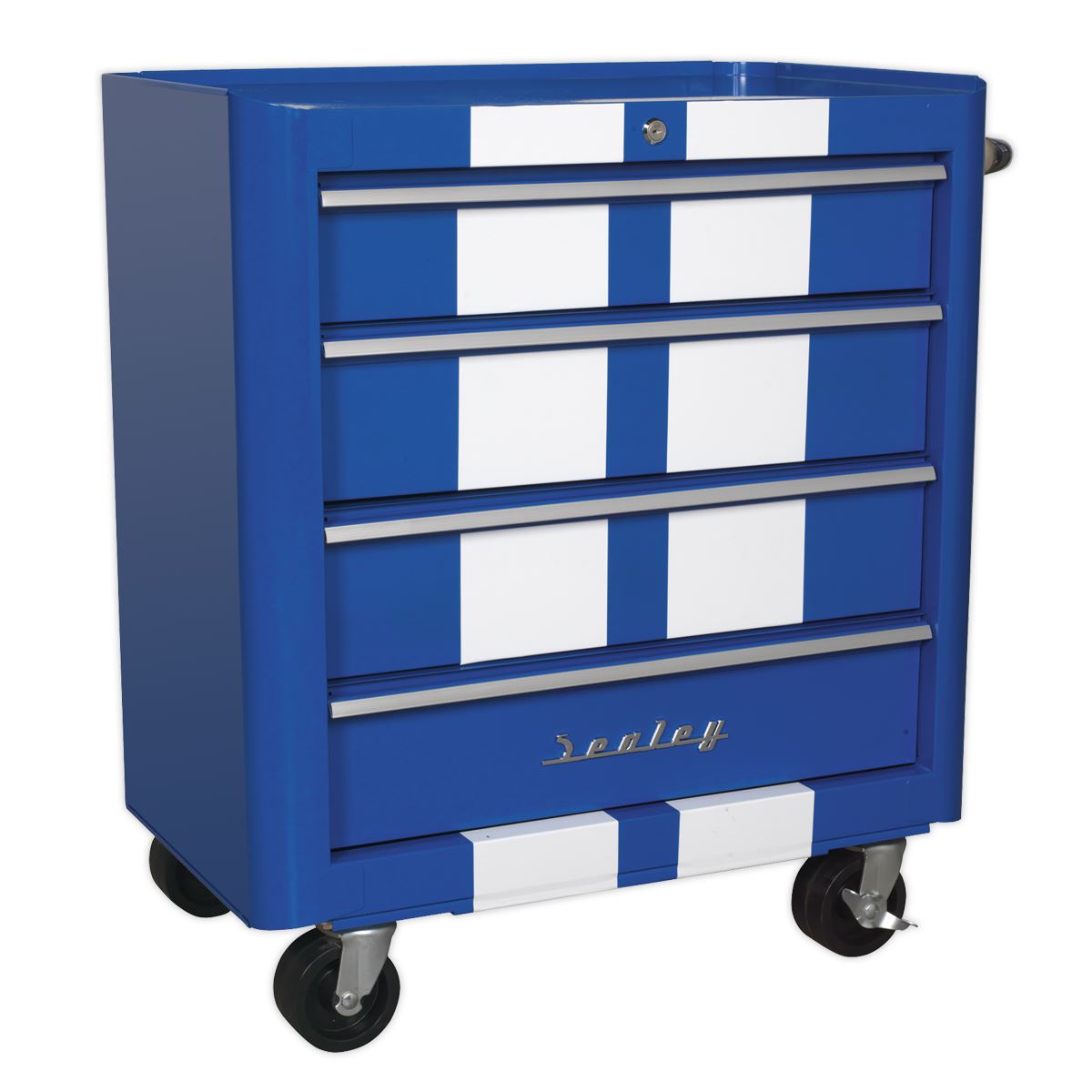 Sealey Retro Style Combination 10 Drawer - Blue/White Stripes AP28COMBO2BWS