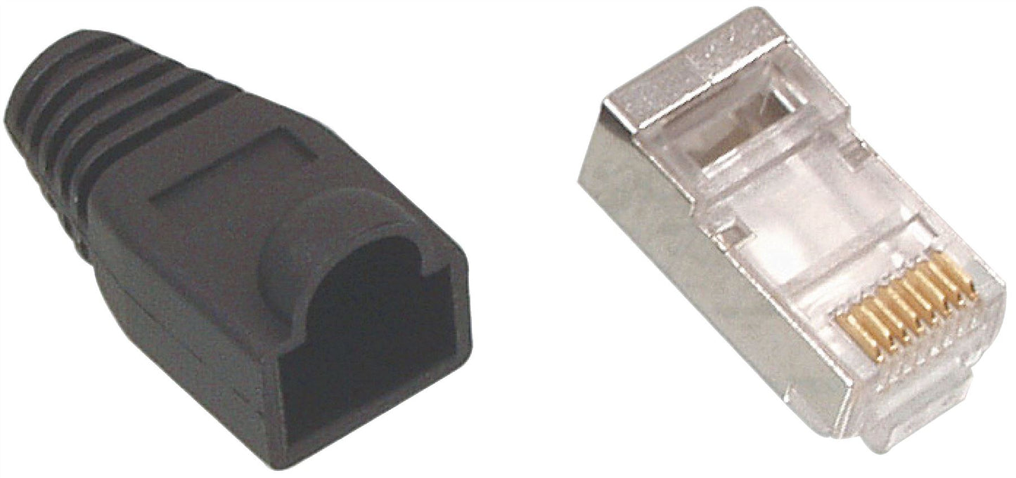 (Disc) Glaxio® RJ45 CAT 5 Connector (Black) with Boot ISDN-0026 (Large Letter) make stocked Disc