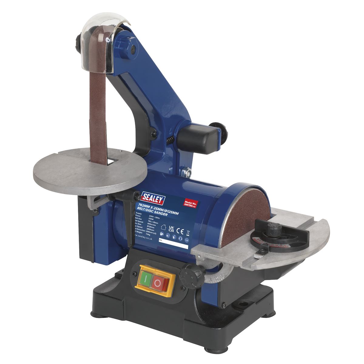 Sealey Belt/Disc Sander 25 x 762mm/125mm 250W/230V SM750