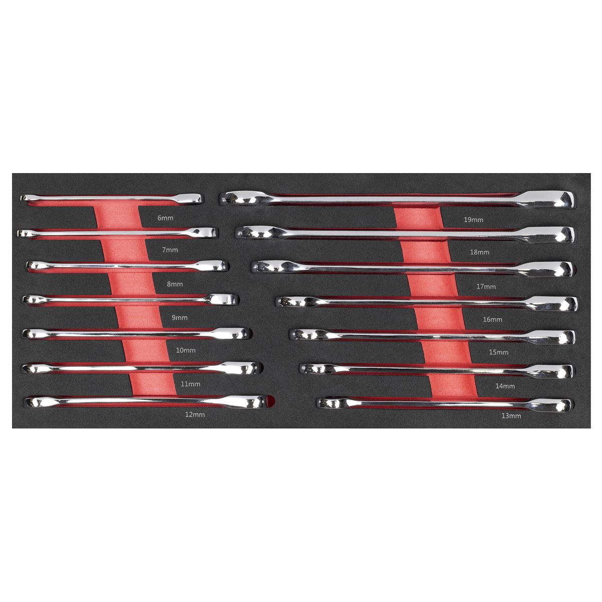 Sealey Premier Ratchet Spanner Set with Tool Tray 14pc TBT49
