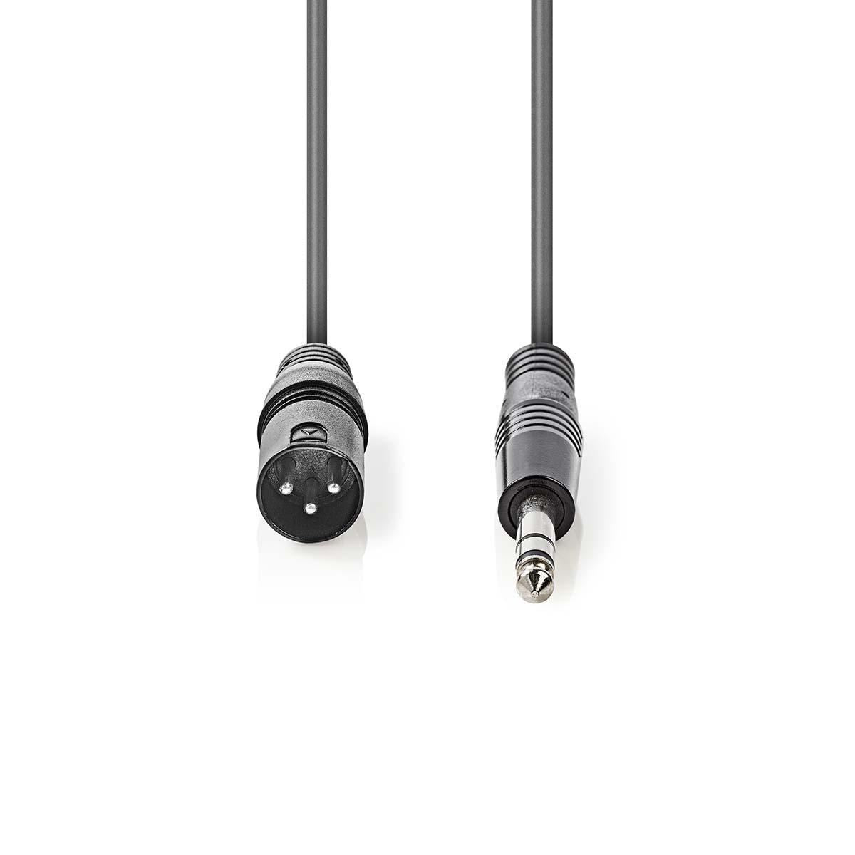 Nedis Balanced XLR Audio Cable XLR 3-Pin Male to 6.35mm Male 5m Grey - COTH15100GY50