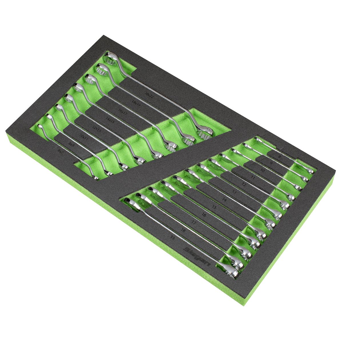 Sealey Siegen Tool Tray with Combination & Deep Offset Spanner Set 20pc - Metric S01273