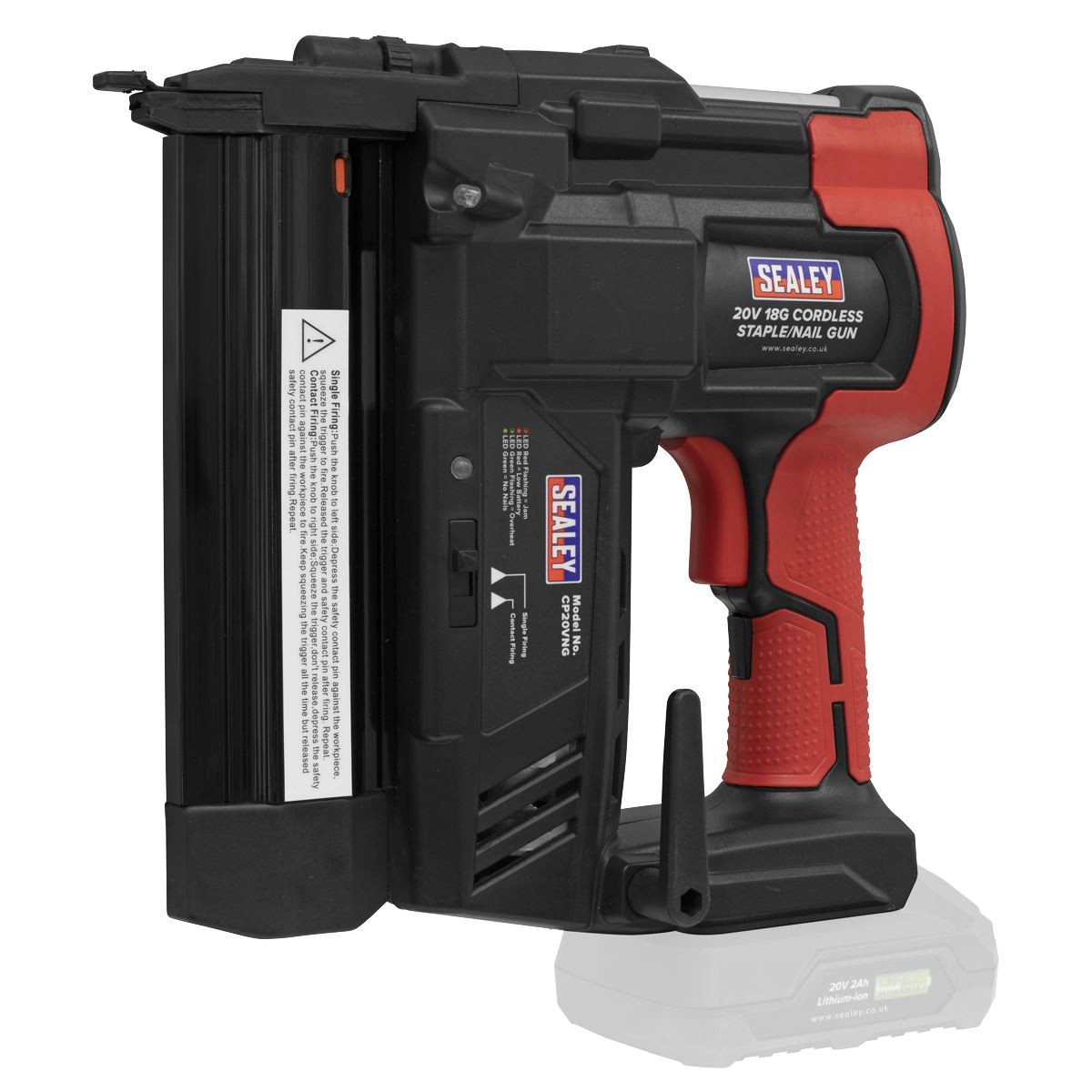 Sealey Cordless Staple/Nail Gun Kit 18G 20V - 2 Batteries CP20VNGKIT