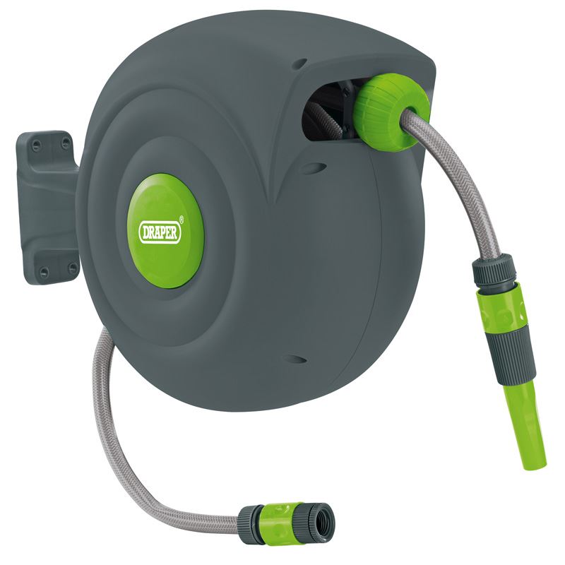 Draper Wall Mounted Retractable Garden Hose Reel Outdoor Watering Hosepipe (20M) - 15046