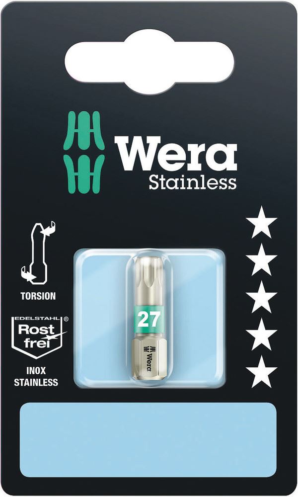 Wera 3867/1Ts Sb Bit TX27/25 Stainless Torsion Carded 073624