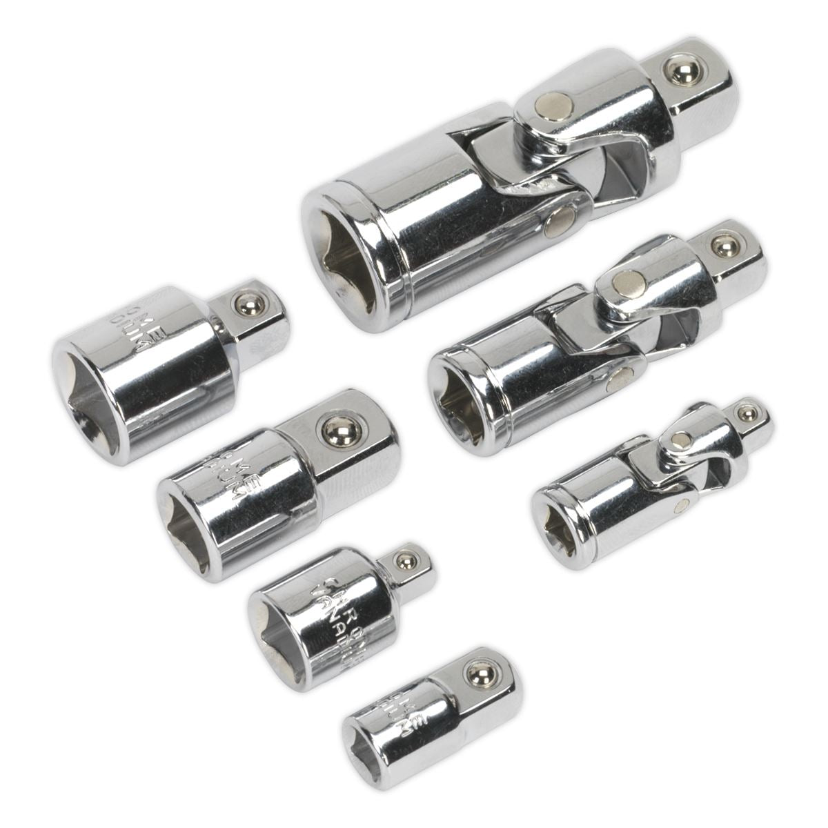 Sealey Universal Joint & Socket Adaptor Set 7pc 1/4,3/8 & 1/2"Sq Dr AK2737