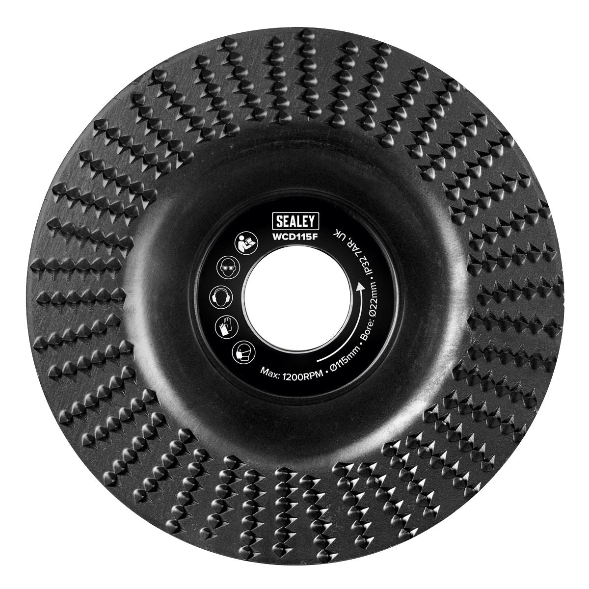 Sealey 115mm Flat Shape Wood Carving Disc 22mm Bore WCD115F