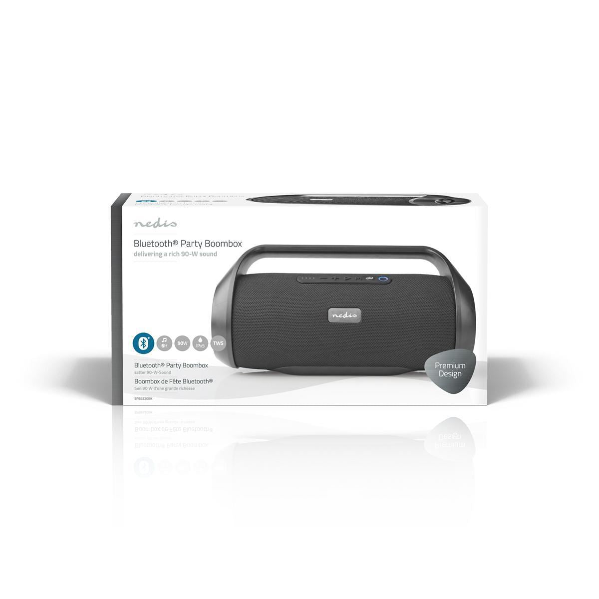 Nedis Party Boombox 6 Hours Playtime Bluetooth® TWS Carrying Handle Black - SPBB320BK