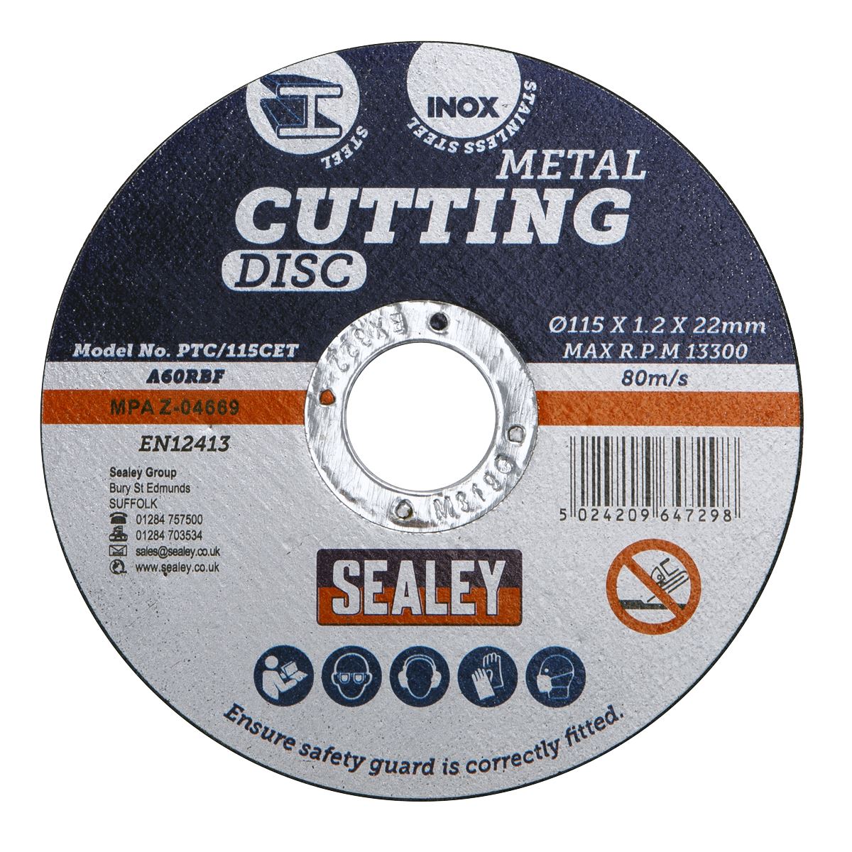 Sealey Cutting Disc 115 x 1.2mm 22mm Bore PTC/115CET