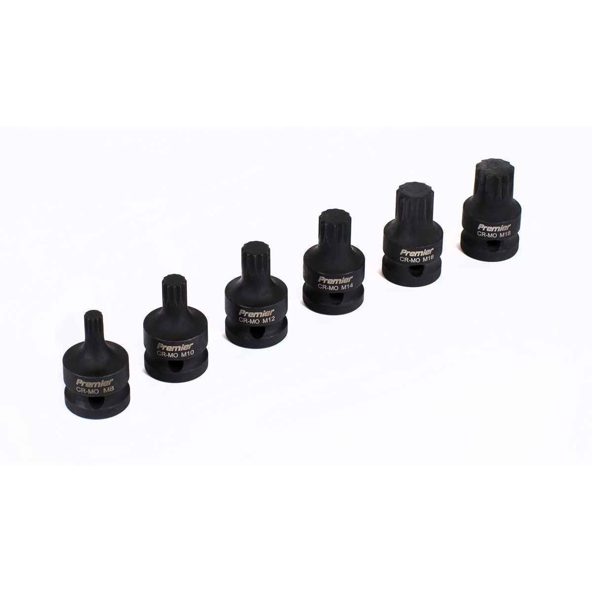 Sealey Impact Spline Socket Bit Set 6pc 1/2"Sq Drive AK5608