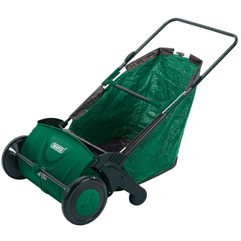 Draper 82754 Manual Push Rolling Garden Leaf Grass Sweeper Collector 21in