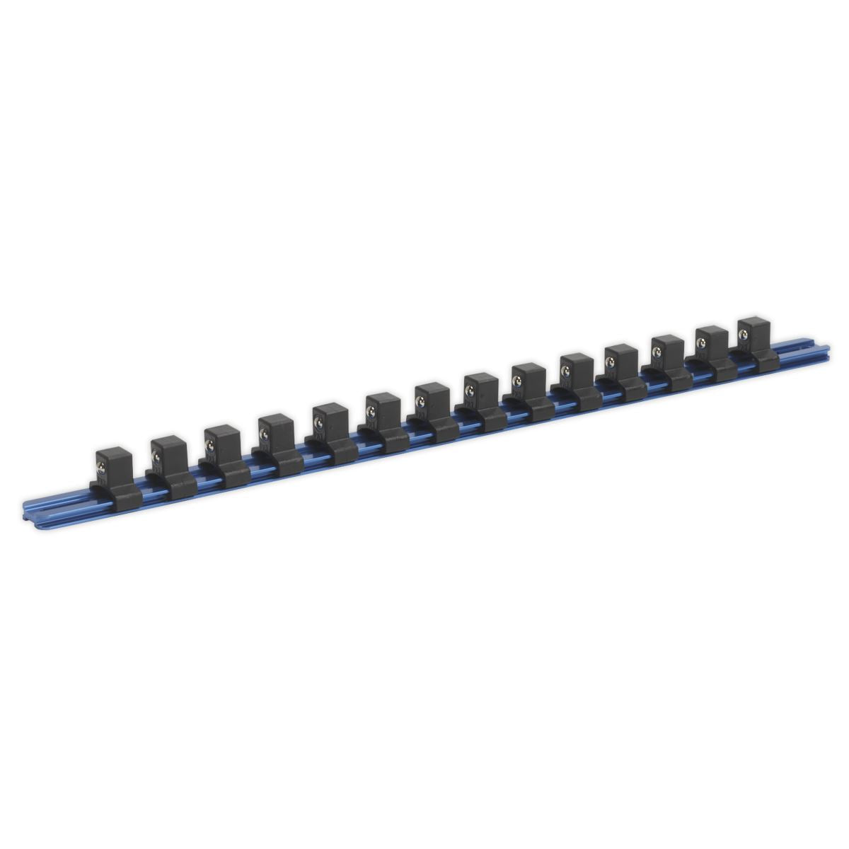 Sealey Socket Retaining Rail with 14 Clips Aluminium 1/2"Sq Drive SR1214