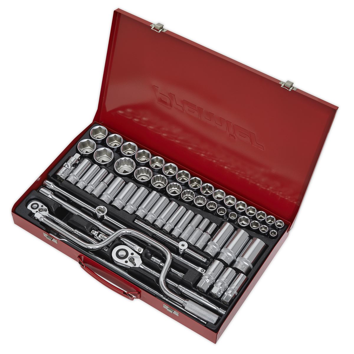 Sealey Socket Set 64pc 3/8" & 1/2"Sq Drive 6pt WallDrive - Met/Imp AK694