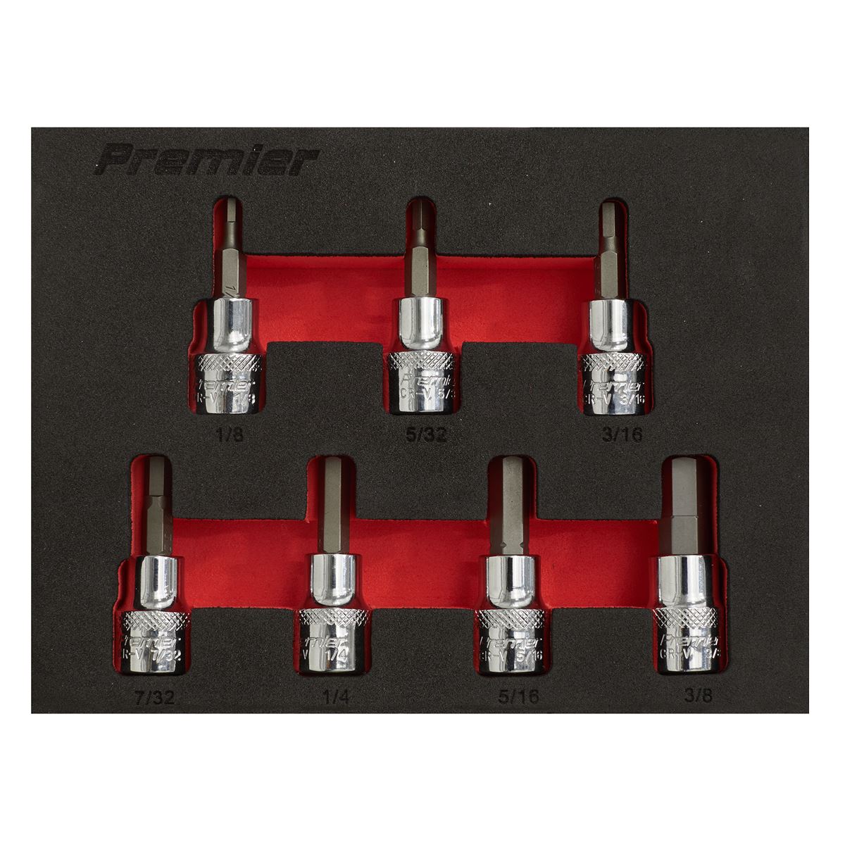 Sealey Hex Socket Bit Set 7pc 3/8"Sq Drive Imperial AK6246