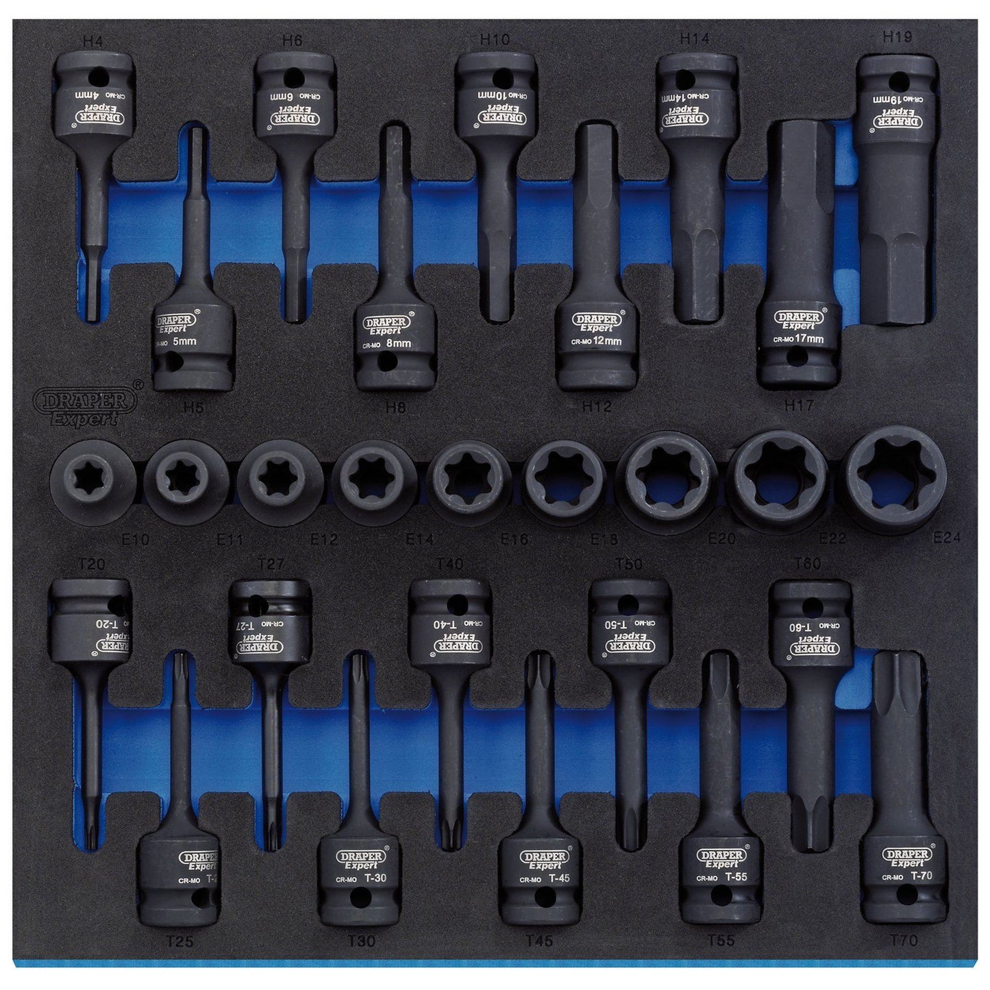 Draper 1/2 Square Dr Impact TX-STAR & Hex Socket Set in 1/2 Drawer EVA Insert - 63490