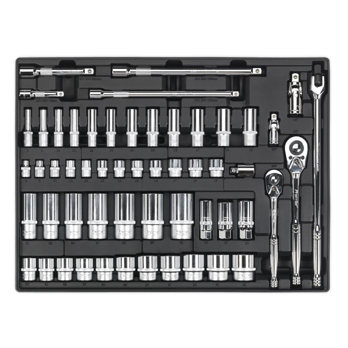 Sealey Tool Tray with Socket Set 55pc 3/8" & 1/2"Sq Drive TBT31