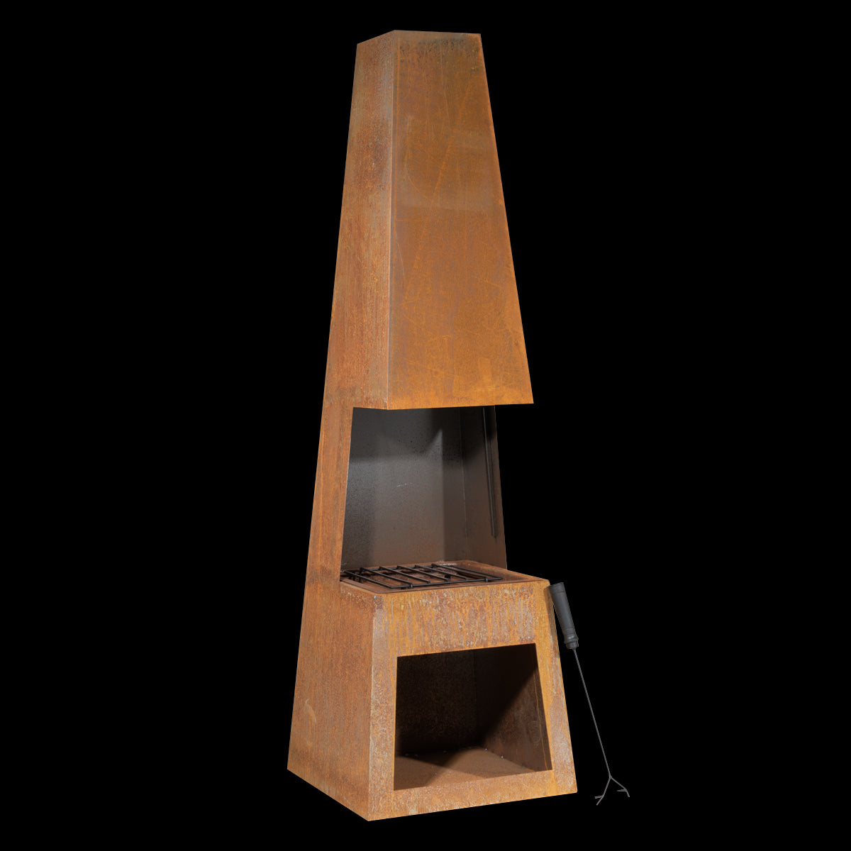 Dellonda Outdoor Chiminea Fireplace Heater Firewood Storage - Corten Steel DG108