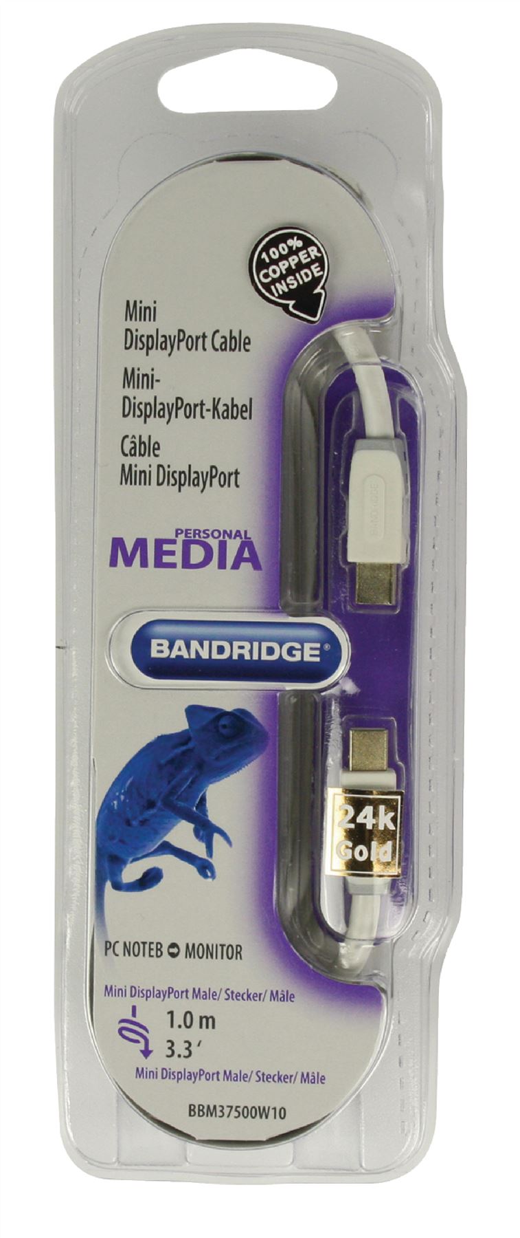 (Disc) Bandridge Mini DisplayPort Adapter Cable 1m (BBM37500W10) stocked GETR Tracked