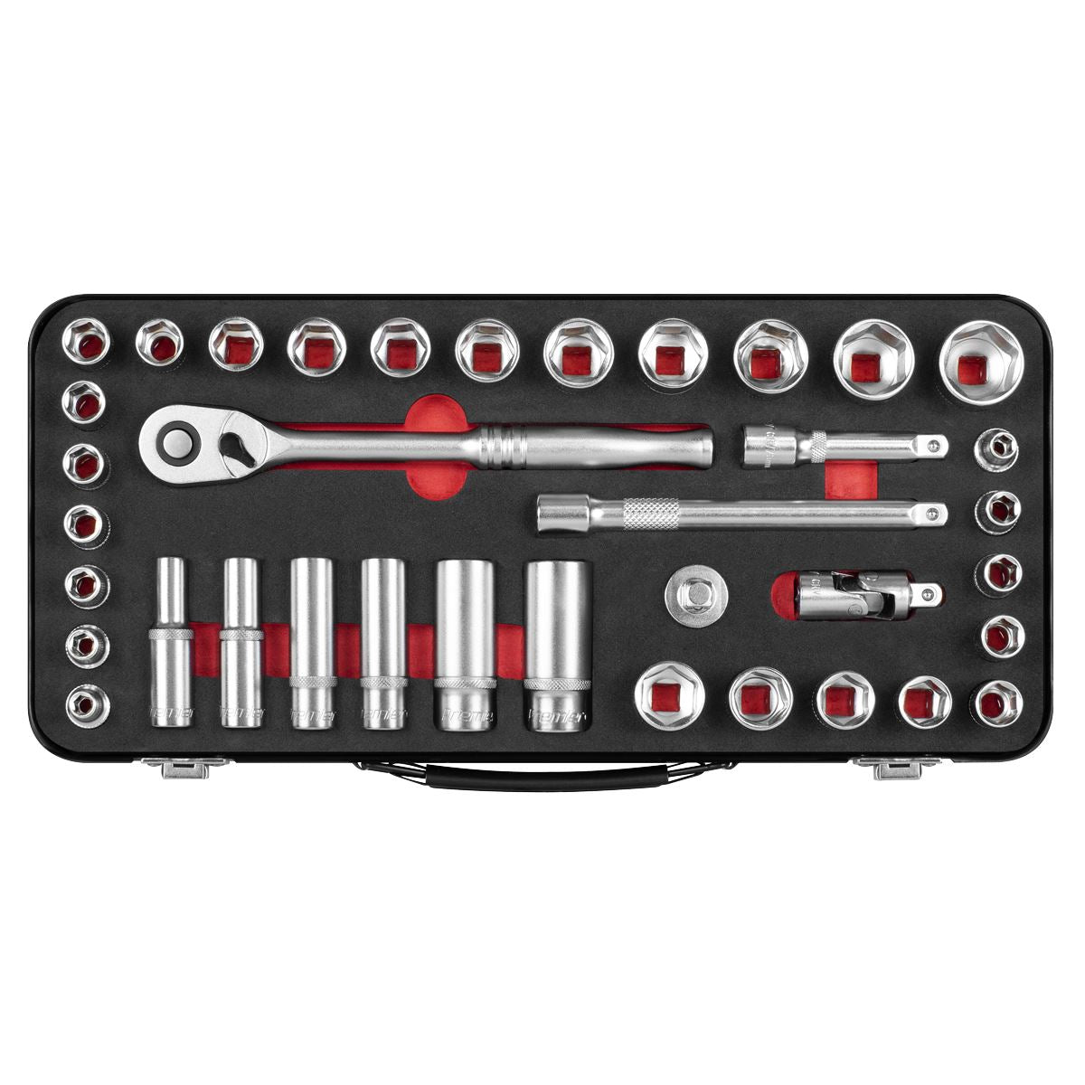 Sealey Socket Set 3/8"Sq Drive 37pc - Metric/Imperial - Premier Platinum Series AK7923