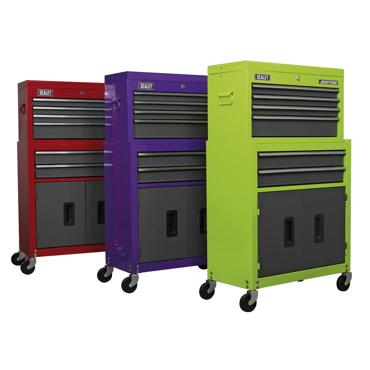 Sealey Topchest & Rollcab Combo 6 Drawer- Hi-Vis Green/Grey AP2200BBHV