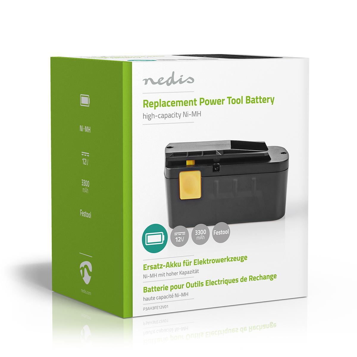 Nedis Power Tool Battery Ni-MH 12V 3.3Ah 39.6Wh Replacement for Festool