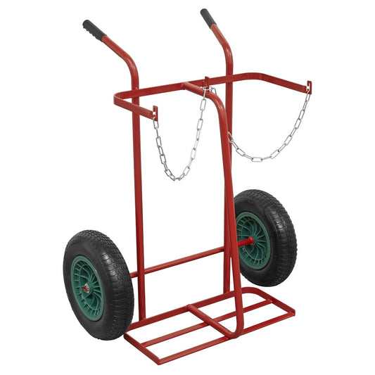 Sealey Welding Bottle Trolley with Pneumatic Tyres - 2 Bottle ST28P