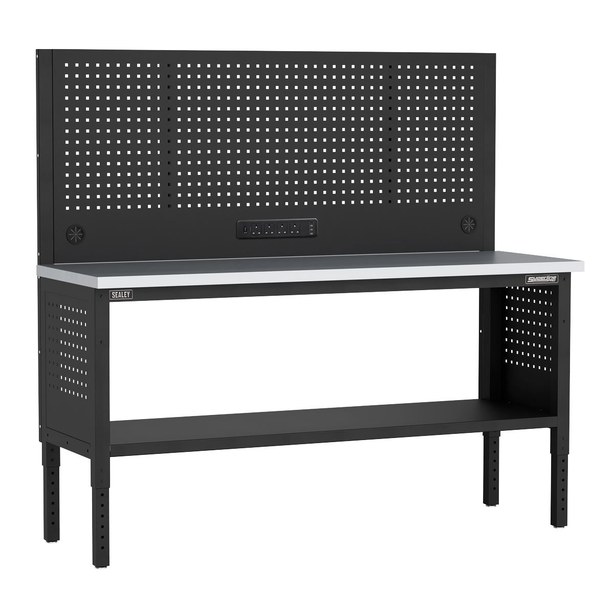 Sealey Modular Workbench with Pegboard Back Panel Stainless Steel Worktop 1830mm