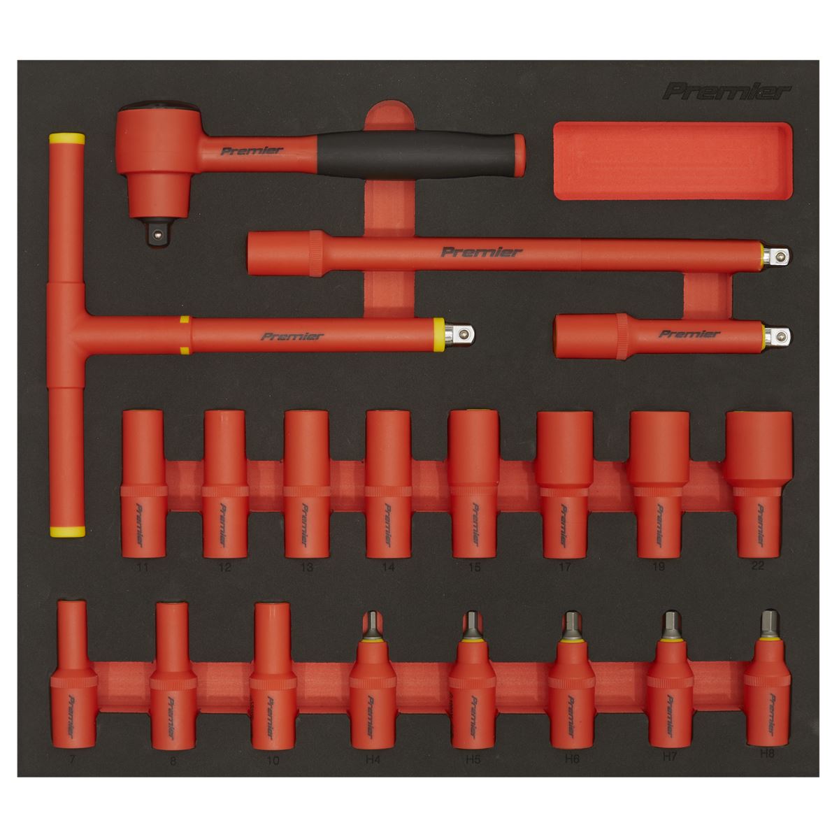 Sealey Insulated Socket Set with Tool Tray 20pc 3/8"Sq Drive 6pt WallDrive� VDE Approved TBTE02