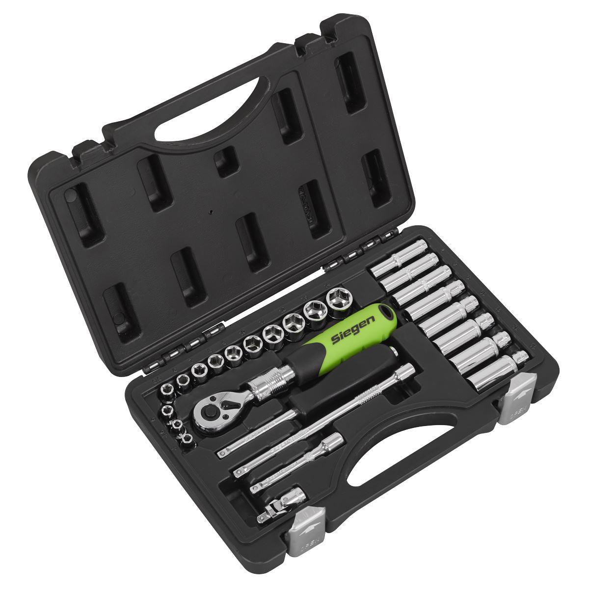 Sealey Siegen Socket Set Extendable Ratchet 1/4"Sq Drive 26pc S01286