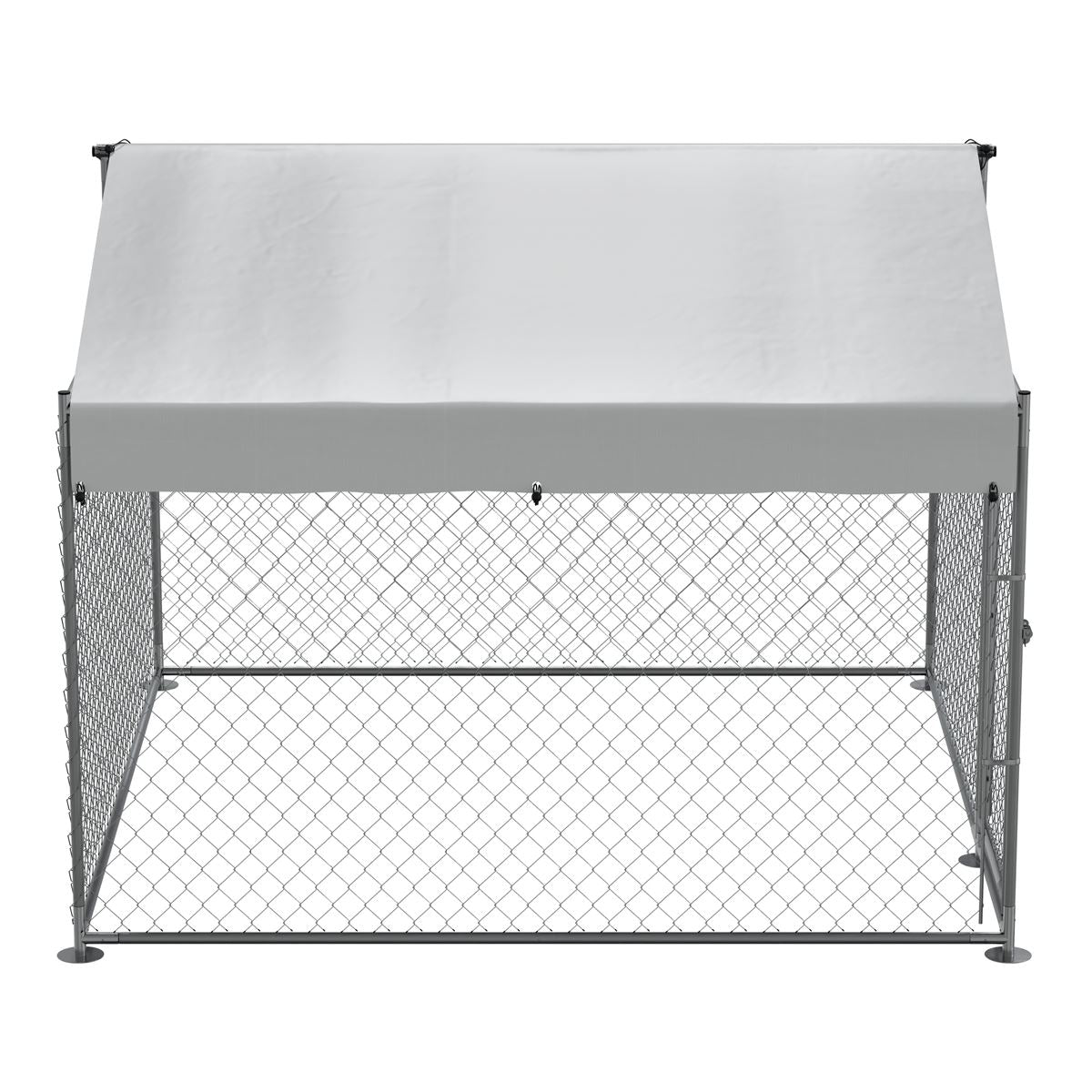 Dellonda 2x2x1.5m Dog Kennel, Galvanised Steel, Roof Cover, Chain Link Fencing DG281