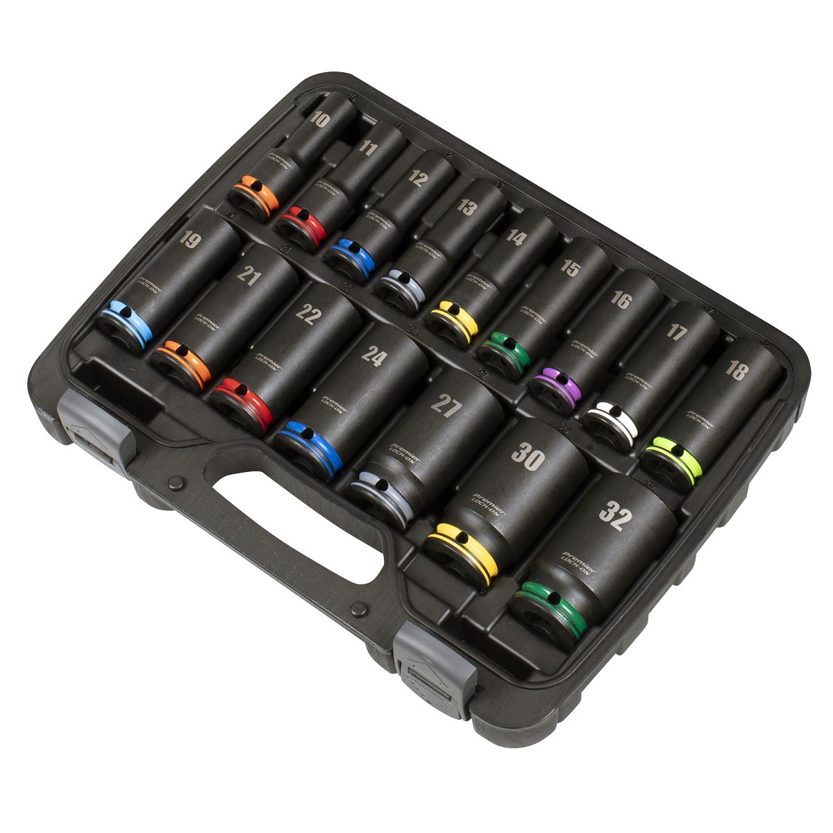 Sealey Premier Lock-On Deep Impact Socket Set 1/2"Sq Drive 16pc AK58170M