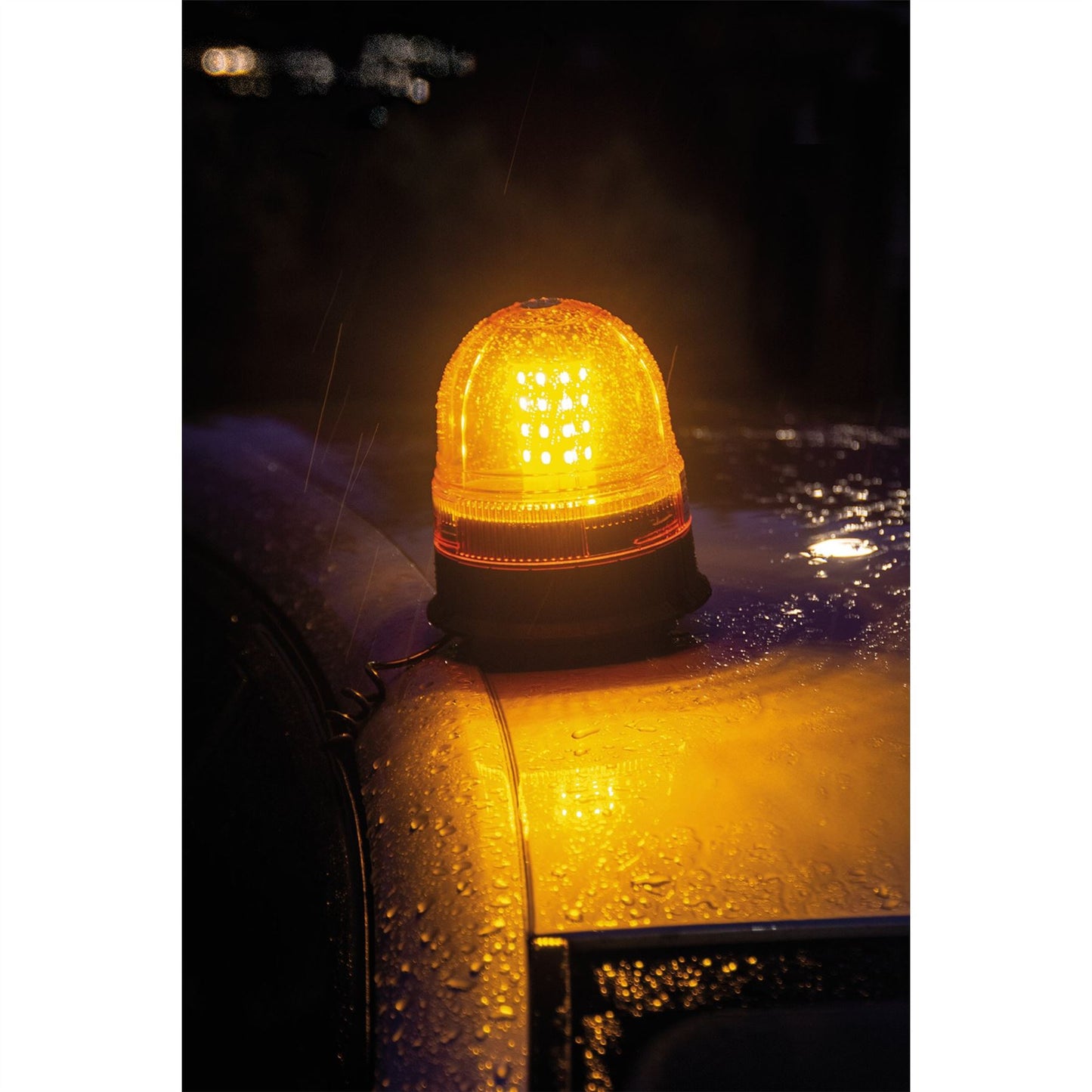 Draper 12v/24v Rotating Flashing LED Amber Beacon Magnetic Base Light, 63881