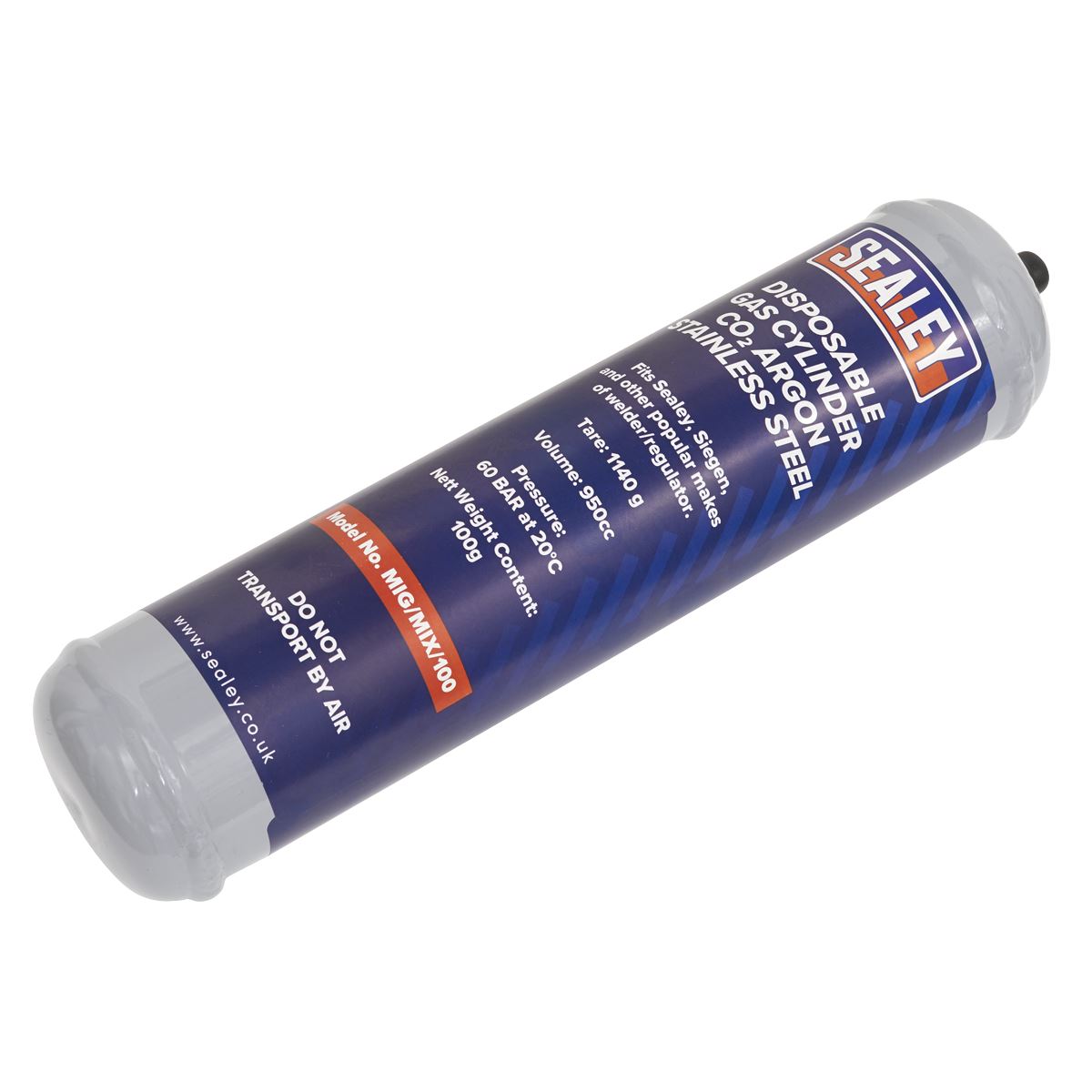Sealey Gas Cylinder Disposable Carbon Dioxide/Argon 60L MIG/MIX/100