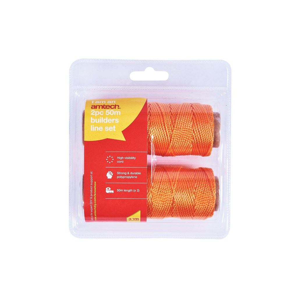 2 Piece 50m Builders Line Brick Masonry Home Diy Rope String Building 10Kg Limit - G3990