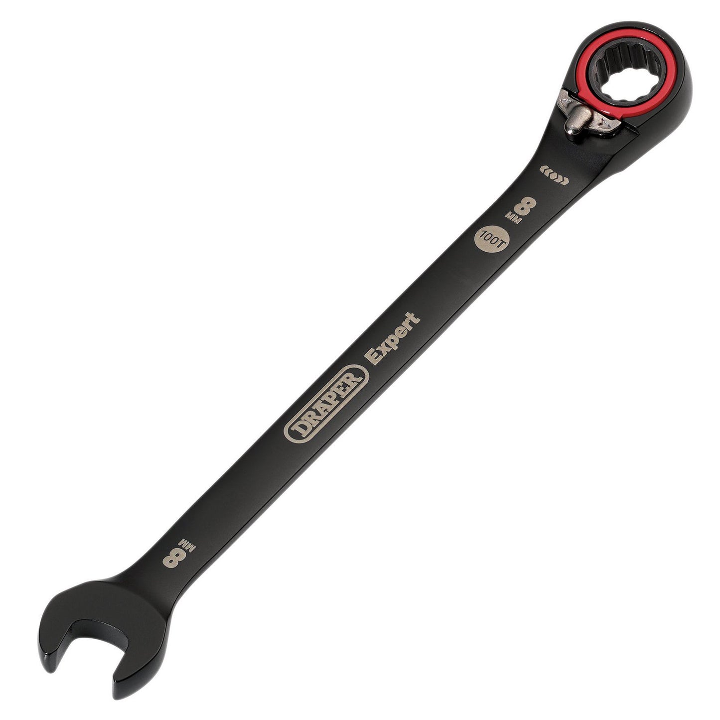 Draper Expert HI-TORQ Metric Reversible Ratchet Combination Spanner 8mm, Black