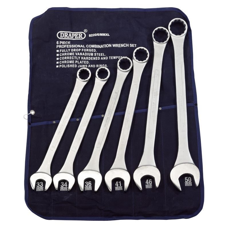 Draper 1x 6 Piece Heavy Duty Long Pattern Metric Spanner Set Professional Tool - 31167
