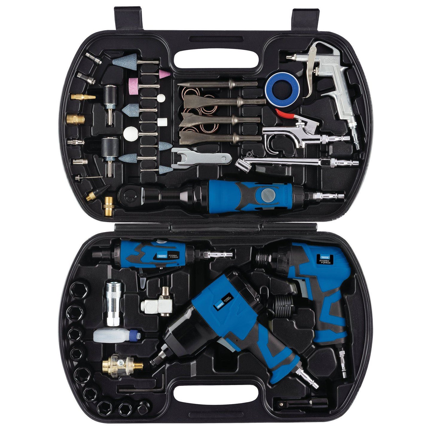 Draper 83431 Impact Wrench Hammer Chisel Die Grinder Ratchet 68 Pce Air Tool KIT