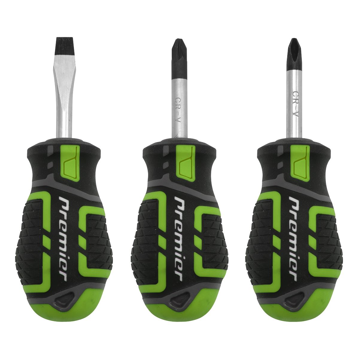 Sealey Screwdriver Set 3pc GripMAX Stubby - Hi Vis AK4328HV