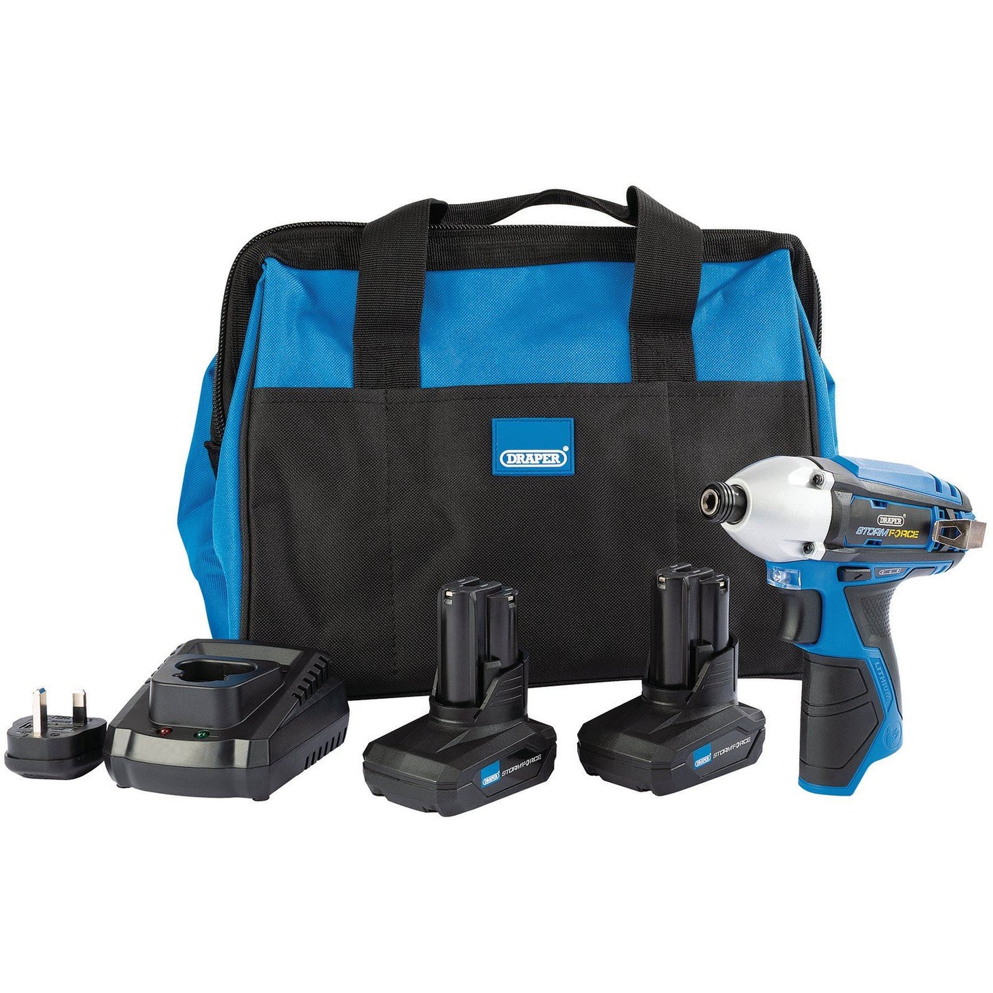 Draper 10.8V Power Impact Driver Kit +2 x 4Ah Batteries, Charger + Bag - 99723