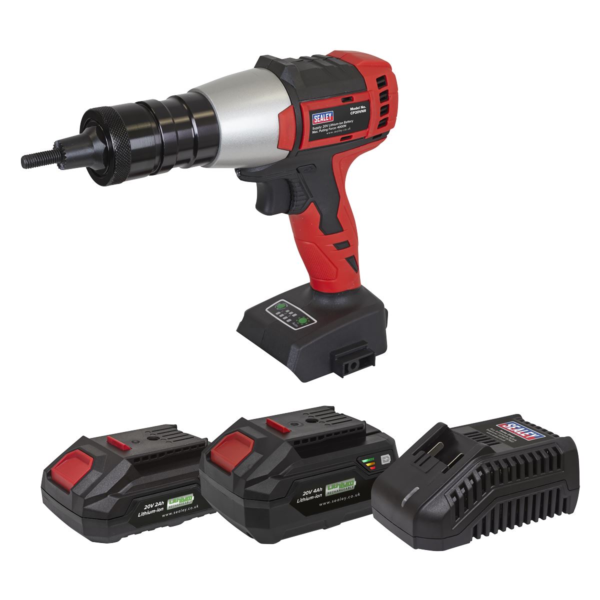 Sealey Brushless Cordless Nut Riveter 20V SV20 Series - 2 Batteries CP20VNRKIT